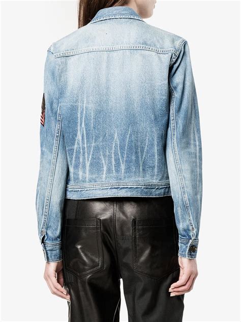 ysl military patch denim jacket|Ysl Military Patch Washed Denim Jacket .